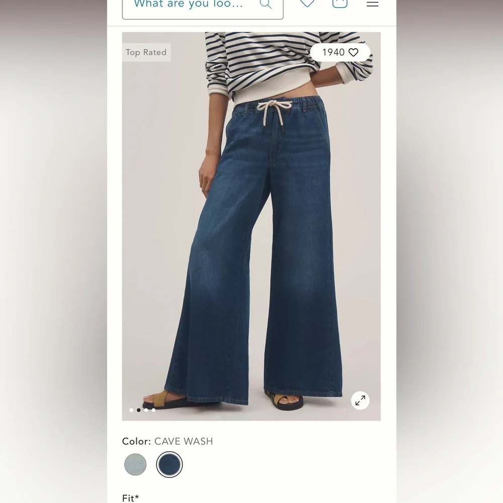Pilcro Wide-Leg Flare Jeans in Dark Blue (Cave Wash)